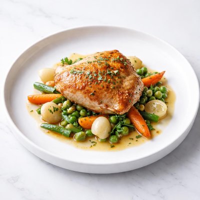 Image of Chicken Jardiniere Au Vermouth