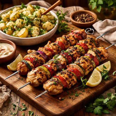 Image of Chicken Kebabs with Herb Potato Salad