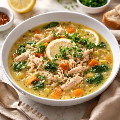 Image of Chicken Lemon Soup W Rice and Vegetables