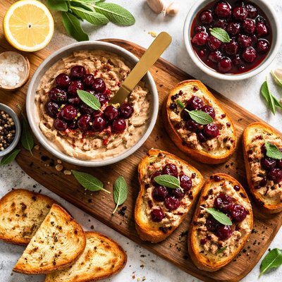 Image of Chicken Liver Pate with Sour Cherries and Sage Toast