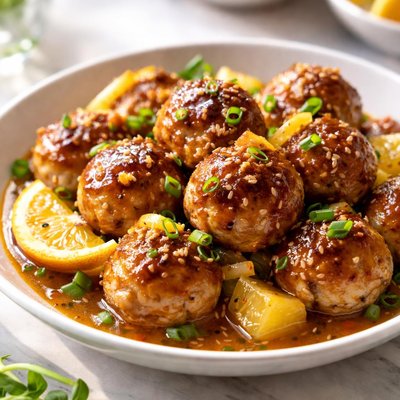 Image of Chicken Meatballs with Pineapple Orange Glaze