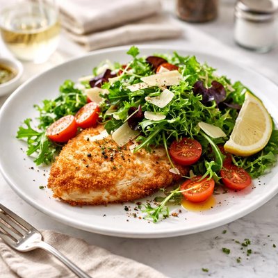 Image of Chicken Milanese with Baby Spring Greens
