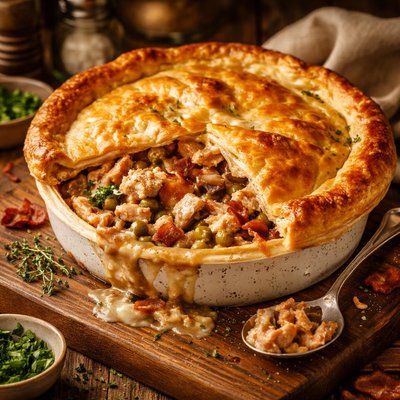 Image of Chicken Mushroom and Bacon Pot Pie