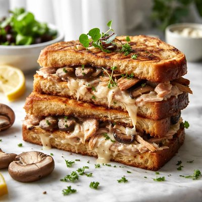 Image of Chicken Mushroom and Gruyere Grilled Sandwiches