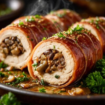 Image of Chicken Mushroom and Prosciutto Rolls