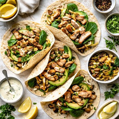 Image of Chicken Mushroom Leek Wraps