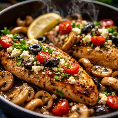 Image of Chicken Mushrooms Greek Style