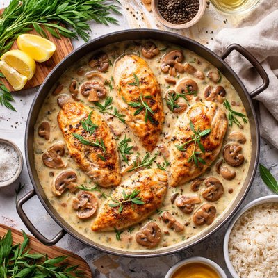 Image of Chicken Mushrooms in Tarragon Sauce