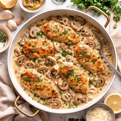 Image of Chicken Mushrooms with Creamy Dijon Sauce