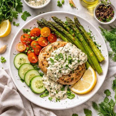 Image of Chicken Patty with Herb Cream Sauce