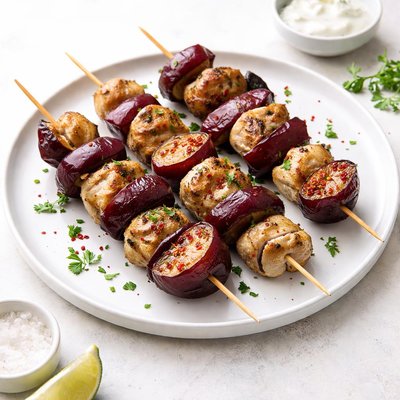 Image of Chicken Plum and Red Onion Kebabs