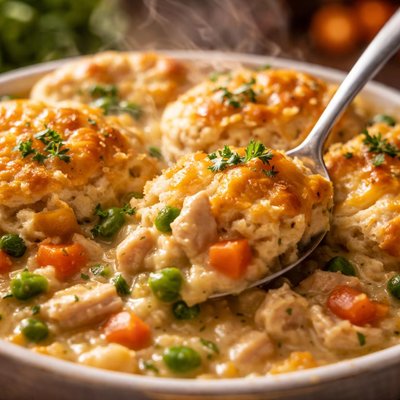 Image of Chicken Pot Pie with Cheese Biscuit Top