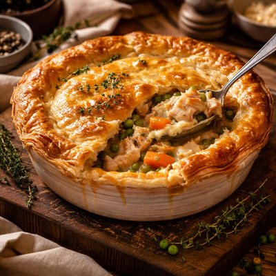 Image of Chicken Pot Pie with Homemade Puff Pastry Alton Brown