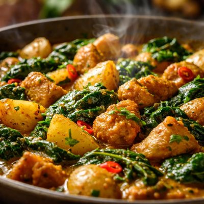 Image of Chicken Potato and Spinach Curry