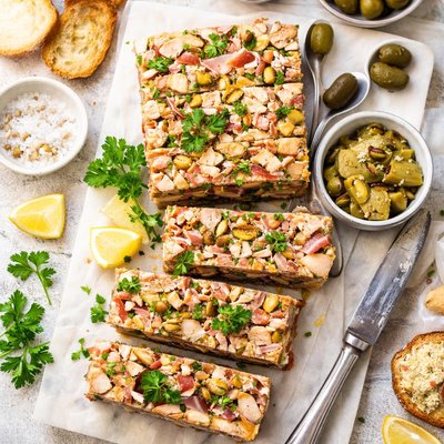 Image of Chicken Prosciutto Mortadella Artichoke Terrine