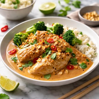 Image of Chicken Rama in Thai Peanut Sauce