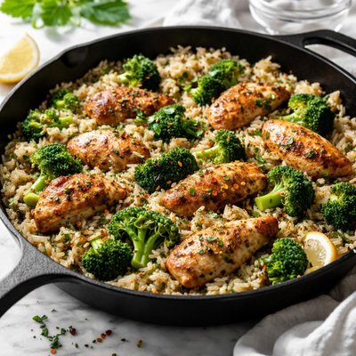 Image of Chicken Rice and Broccoli Skillet
