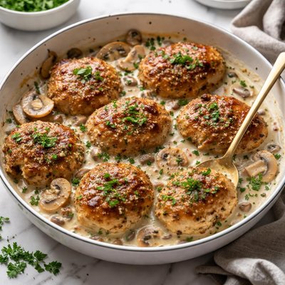 Image of Chicken Rissoles in Mushroom Sauce