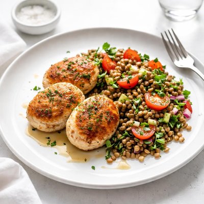Image of Chicken Rissoles with Lentil Salad