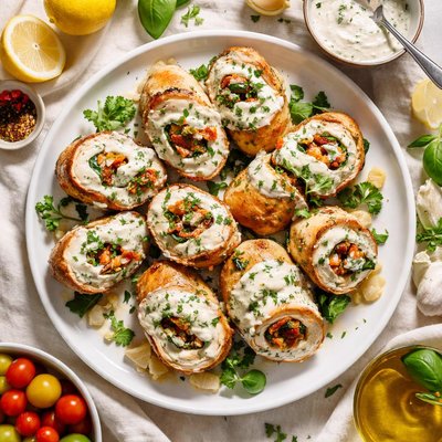 Image of Chicken Rolls with Herbed Cream Sauce
