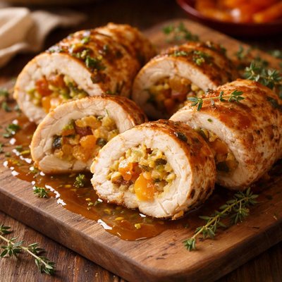 Image of Chicken Roulades with Apricot Stuffing Apricot Nectar