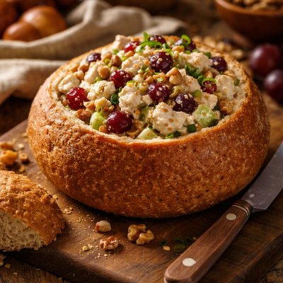 Image of Chicken Salad in a Whole Wheat Bread Bowl