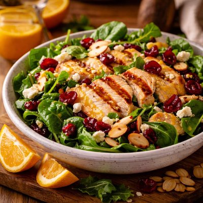 Image of Chicken Salad with Cranberries Almonds and Orange Vinaigrette