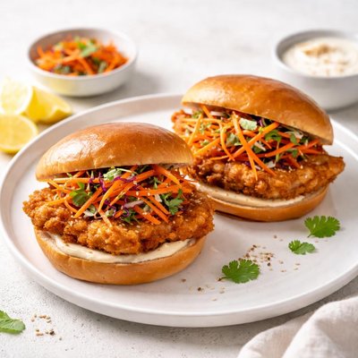 Image of Chicken Sandwiches with Carrot Ginger Slaw