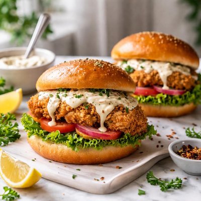 Image of Chicken Sandwiches with Garlic Cream Sauce