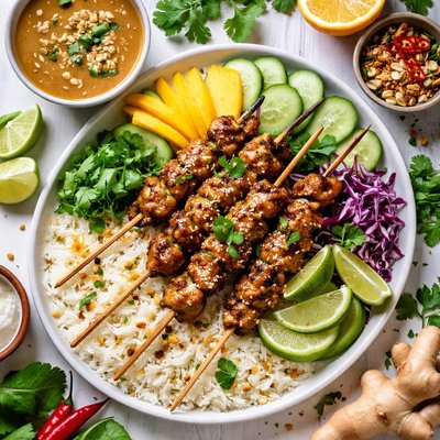 Image of Chicken Satay with Orange Scented Jasmine Rice