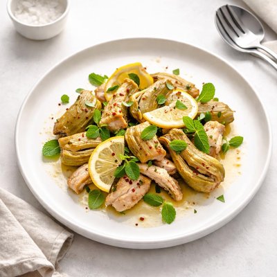 Image of Chicken Saute with Artichokes Lemon and Mint