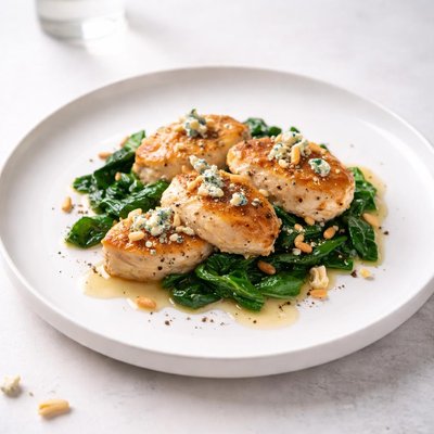 Image of Chicken Scallops with Spinach and Blue Cheese