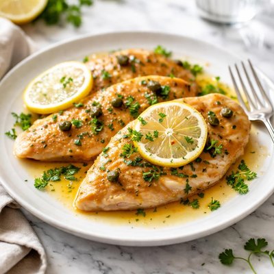 Image of Chicken Scaloppine with Lemon Glaze Low Fat and Delicious