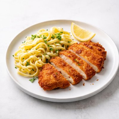 Image of Chicken Schnitzel with Noodles