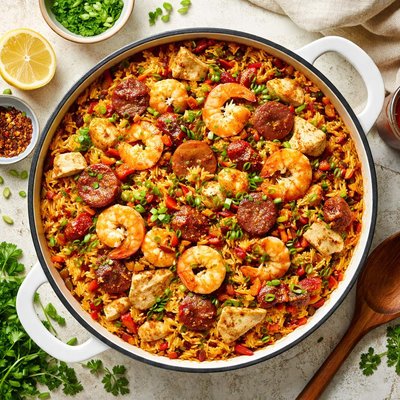 Image of Chicken Shrimp and Andouille Jambalaya