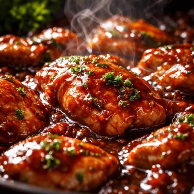 Image of Chicken Simmered in Bbq Sauce