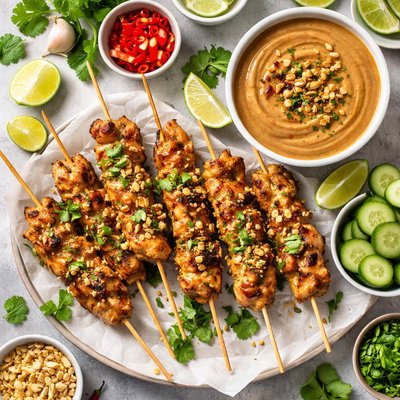 Image of Chicken Skewers with Satay Sauce