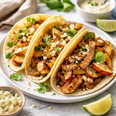 Image of Chicken Soft Tacos with Sauteed Onions and Apples
