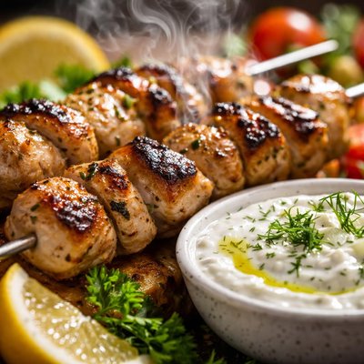 Image of Chicken Souvlaki with Tzatziki Sauce