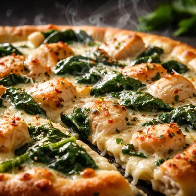 Image of Chicken Spinach Alfredo Pizza