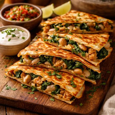 Image of Chicken Spinach and Cannellini Bean Quesadillas