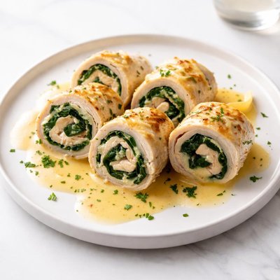 Image of Chicken Spinach Roll Ups with Lemon Dijon Sauce
