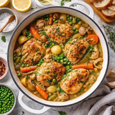 Image of Chicken Stew with White Wine