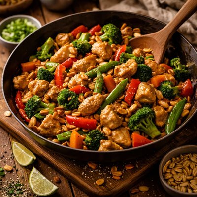 Image of Chicken Stir Fry with Vegetables and Peanuts