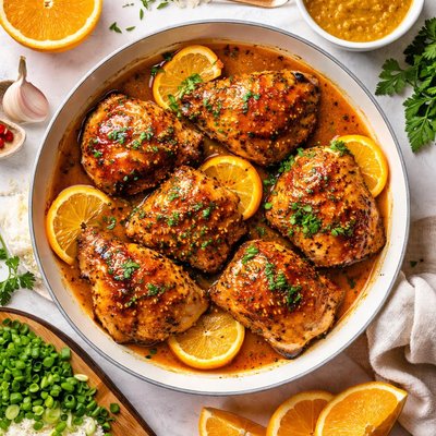 Image of Chicken Thighs with Creole Mustard Orange Sauce