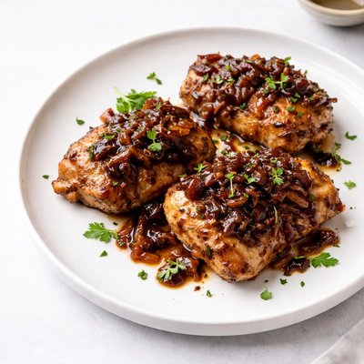 Image of Chicken Thighs with Sweet Onion Balsamic Relish