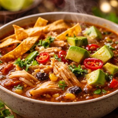 Image of Chicken Tortilla Avocado Soup
