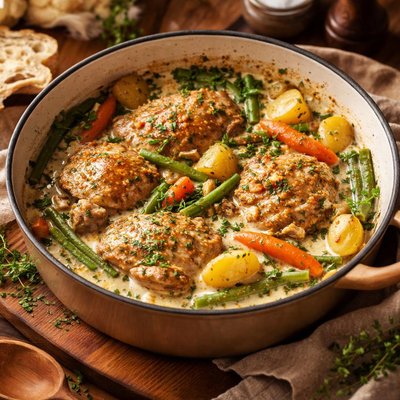 Image of Chicken Vegetables with Creamy Mustard Herb Sauce Crock