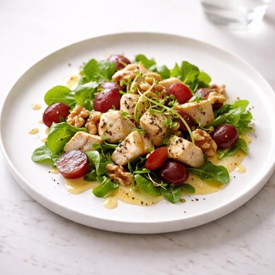 Image of Chicken Walnut and Red Grape Salad with Curry Dressing