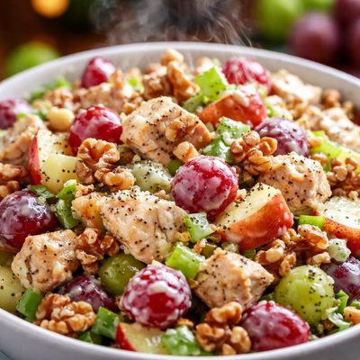 Image of Chicken Walnut Apple Grape Poppy Salad